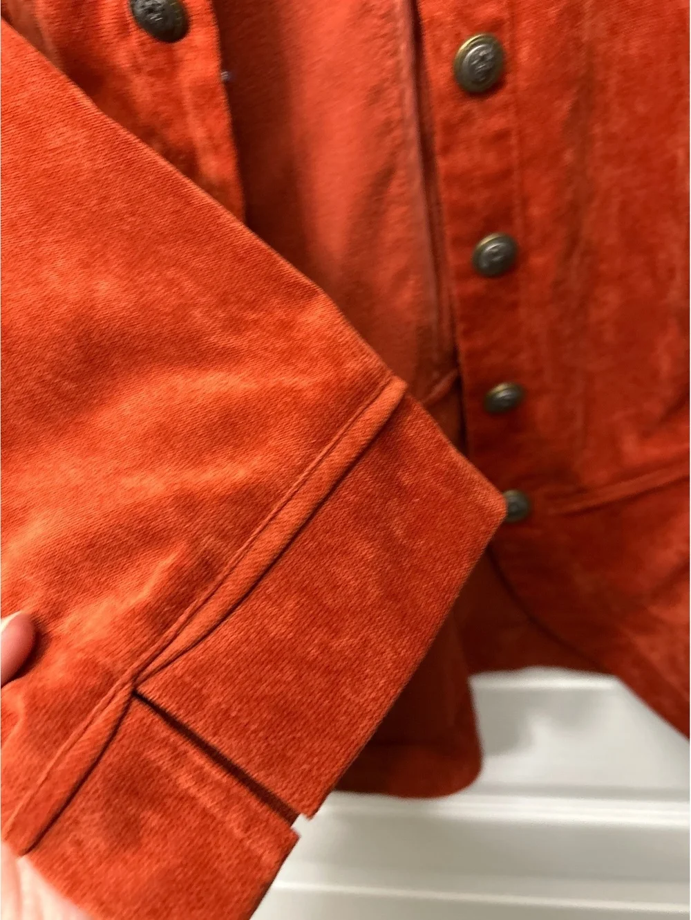 Orange Velvet Button-Up Jacket